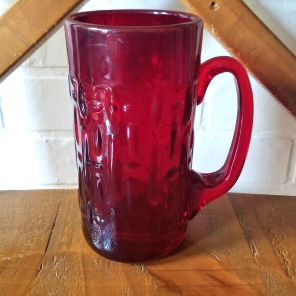 Other - Ruby Red Tall Coffee Mug, Vintage